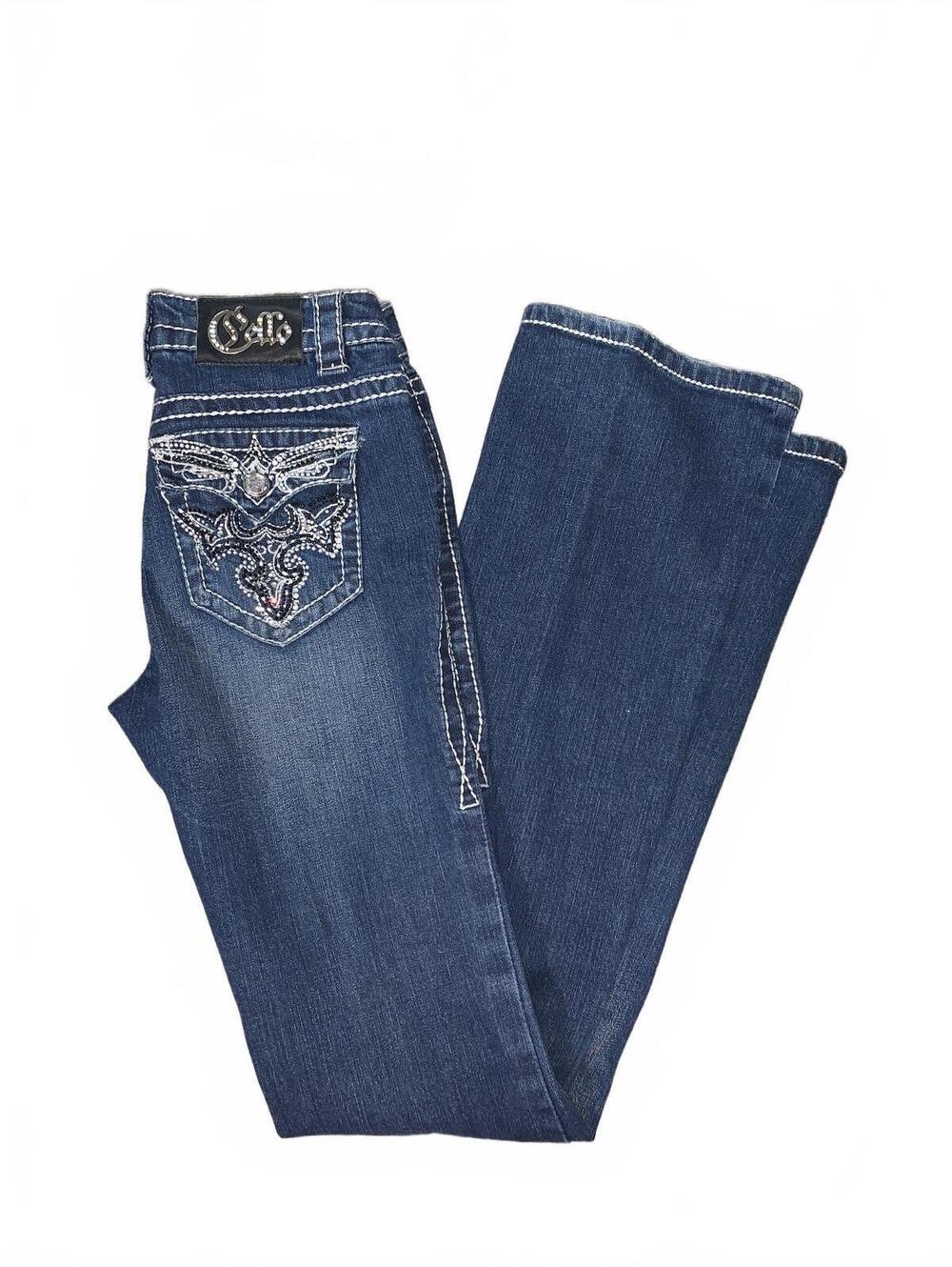 Cello Jeans Women's Size 3 Bootcut Blue Denim Jeans with Embroidered Back Pocks